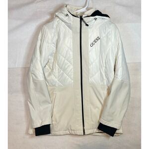 GUESS‎ Women's  Puffer Jacket Hooded Quilted Full Zip Winter Coat Jacket Large
